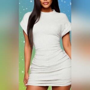 Sassy White Ruched Dress XXL